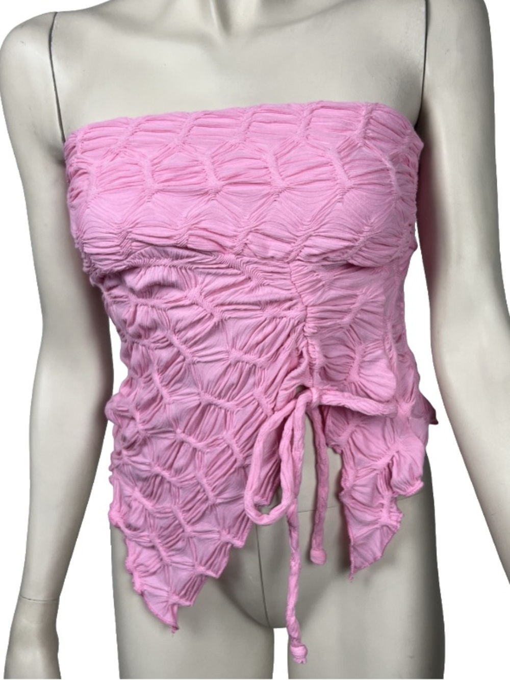 See You Monday Pink Tie Front Sleeveless Tube Top